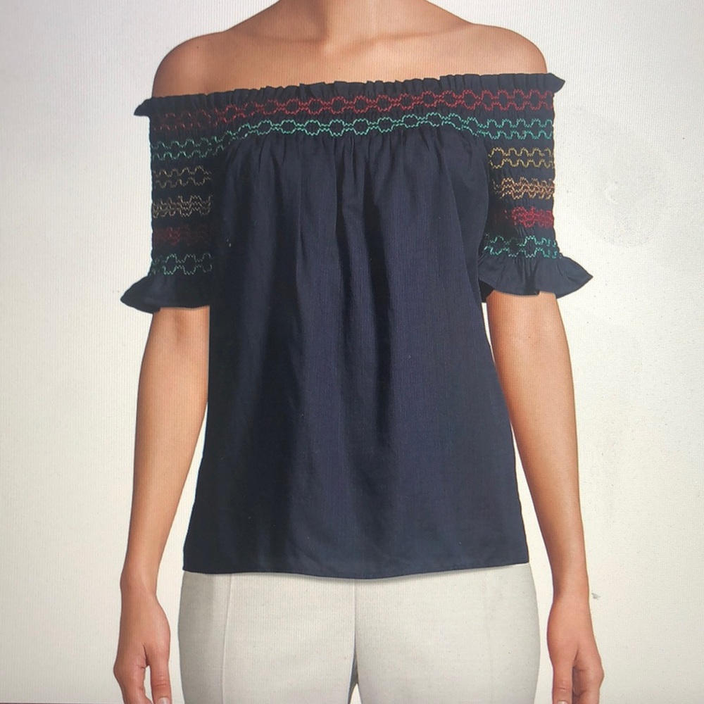 🆕 NWT Trina Turk smocked off the shoulder top S
